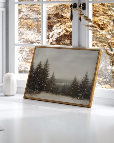 InSimSea Framed Canvas Wall Art Winter Christmas Decor Living Room Pine Tree Forest Decor Nature Landscape Decoration for Bedroom Bathroom Rustic Xmas Holiday Gifts 12x16 Inch - Image 3