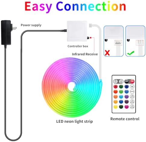 segrass 16.4FT Neon Rope Light,Flexible Led Rope Lights Control with App/Remote,Multiple Mode Rope Lights,IP65 Outdoor RGB Led Neon Lights Waterproof,Music Sync Gaming Led Neon Light Strip for Bedroom - Image 6