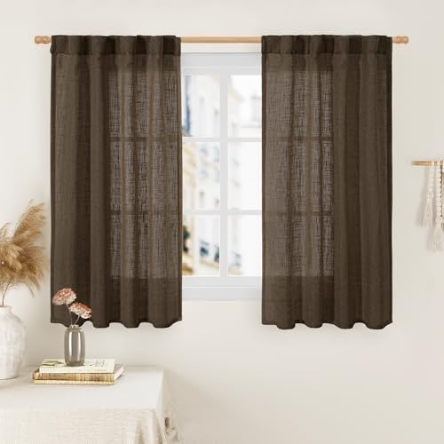 LAMIT Linen Curtains 45 Inch Length 2 Panels for Bedroom, 34 x 45 Inch by LAMIT