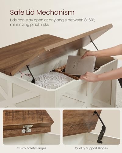 VASAGLE Farmhouse Coffee Table with Storage, Flip-Top Lids - Image 6