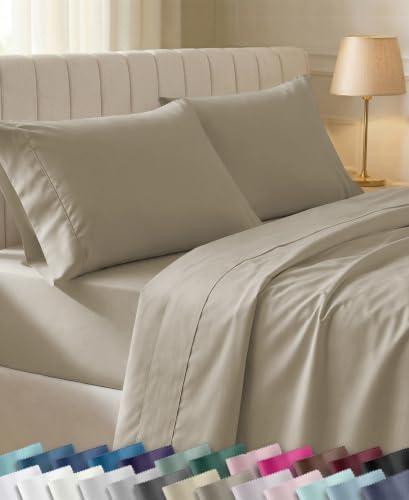 California Design Den Soft 100% Cotton Sateen Full Bed Sheets Set - Taupe by CaliforniaDesignDen