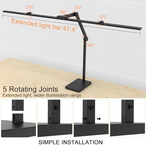Omorepa 36W 3000LM Ultra Bright Architect Desk Lamp with Base, 47.4Inches Wide Tall Overhead Desk Light for Home Office, Dimmable Table Light with Remote for Desktop Working,Drafting,Reading - Image 4
