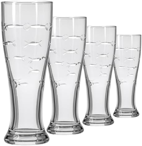 Rolf Glass School of Fish 16oz Beer Pilsner | Set of 4 | Craft Beer Glasses | Designed and engraved in the USA by RolfGlass