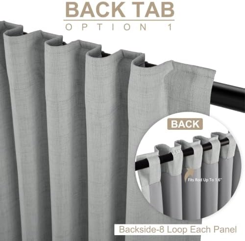 Linen Textured Total Blackout Curtains for Bedroom 90 Inches Long, Grey - Image 3