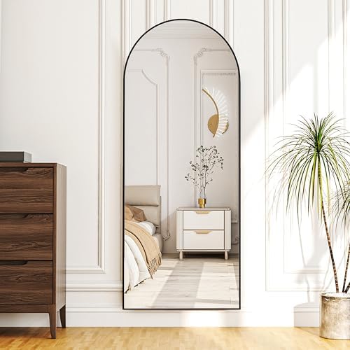 Simple Deluxe Arched Full Length Mirror, 59"x16" Large Floor Mirrors, for Wall Door Bedroom Bathroom Living Room (Black) - Image 6