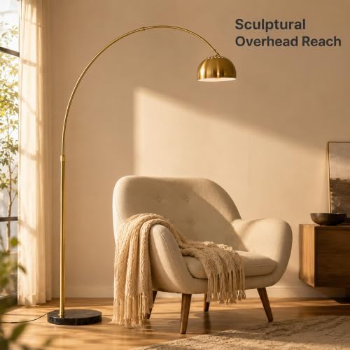 78IN Gold Arc Floor Lamp with Black Marble Base＆3 Color Temperatures - Image 4