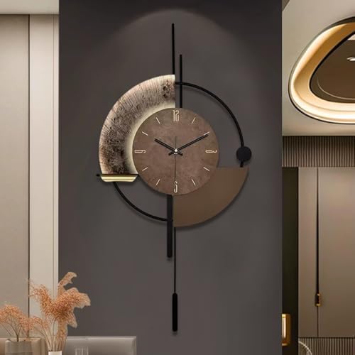 SIN&MI Wall Clock,Decorative Wall Clocks with Pendulum,Silent Quality Quartz Clock Battery Operated,Large Clock for Living Room,Kitchen,Home,Bathroom,Bedroom Wall Decor,18.9 * 34.2inch by SINMI