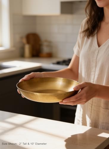 Serene Spaces Living Vintage Gold Decorative Iron Bowl, Table Centerpiece, Fruit Bowl, Floating Candle-Holder, Flower Bowl Vase, Potpourri, Catchall, Dining Table (Small - Pack of 1) - Image 3