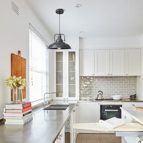 Black and Silver Pendant Light 12.5 inches 3 Packs, Farmhouse Pendant Light, Industrial Pendant Light, Kitchen Pendant Lights, Pendant Lights Kithen Island for Bedroom; Living Room; Kitchen - Image 6