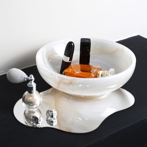 Luxury Decorative White Onyx Bowl, Large Key Bowl For Decor - Image 4