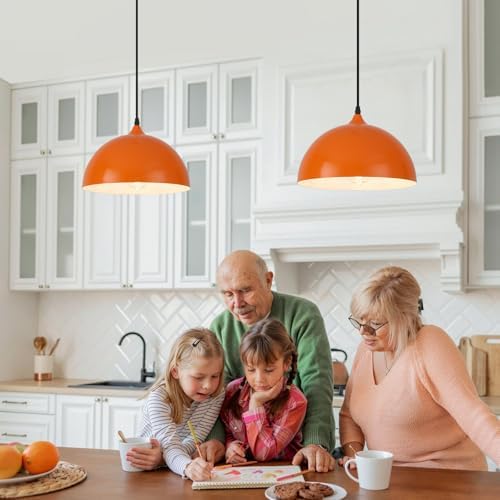 Orange Kitchen Pendant Lights,11.8inches 2 Packs Pendant Light, Farmhouse Pendant Light, Pendant Lights Kitchen Island for Living Room, Bedroom, Dinning Room - Image 2