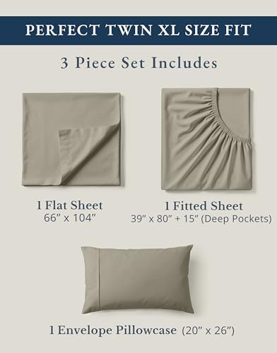 LANE LINEN Twin XL Sheets 100% Organic Cotton Percale Cooling Soft - Silver - Image 4