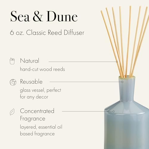 LAFCO New York Classic Reed Diffuser, Sea & Dune - 6 oz - Up to 3 Months Fragrance Life - Reusable Glass Vessel - Natural Wood Reeds - Made in the USA - Image 2