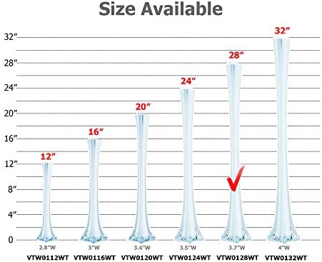 WGV Eiffel Tower Vase, Open 2", Height 28", (Multiple Sizes Choices) White Glass Floral Container with Sturdy Base, Flower Centerpiece for Wedding Event Home Decor, Arts Crafts, 1 Piece - Image 3