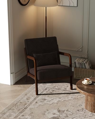 Garvee Mid Century Accent Chair, Upholstered Armchair with Lumbar Pillow by Garvee