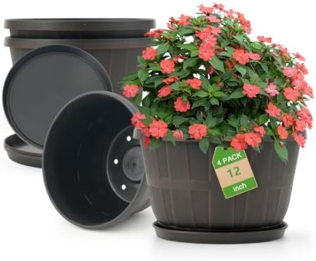 Quarut 12 Inch 4 Pack Large Planters Pot for Plants Indoor Outdoor by Quarut