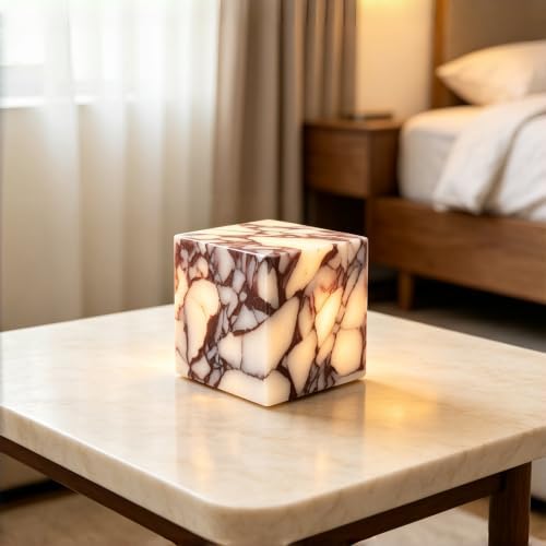 Marble Lamp Luxury Stone Table Lamp Type-C Rechargeable Touch Night Light Small Bedside Lamp Cordless Ambient Light for Home Decor, Bedroom, Living Room & Office (Calacatta Purple) by PanManner