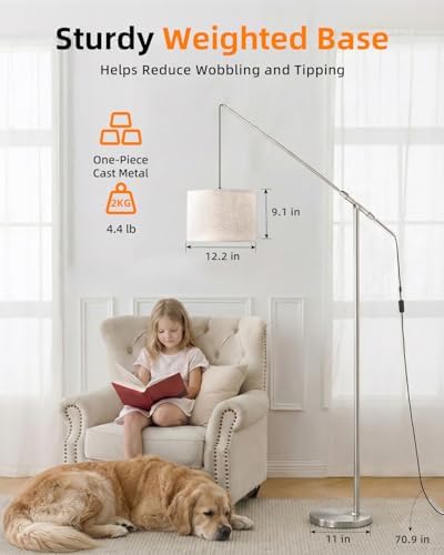 Arc Floor Lamp with Remote Control, LED Reading Light for Living Room - Image 5