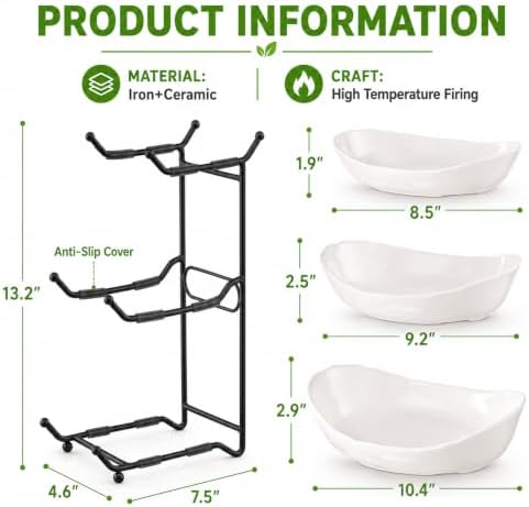 HBlife 3 Tier Fruit Bowl, Ceramic Fruit Basket for Kitchen Counter - Image 2