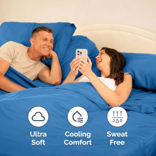 Flex Top Split Head King 4 Piece Sheet Set - Soft & Breathable - Royal Blue - Image 5