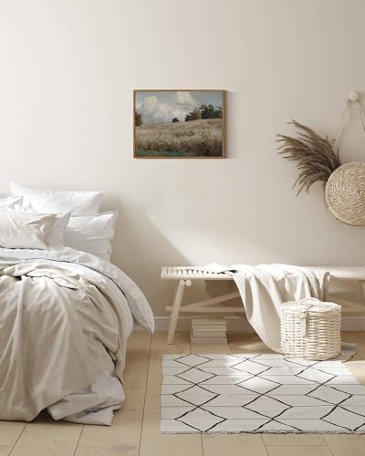 InSimSea Framed Canvas Wall Art Vintage Decor, Landscape Paintings Wall Decorations for Living Room, Retro Wall Art for Bedroom Office Decor, Grassland Classical Painting Prints Room Decor, 12"x16" - Image 3