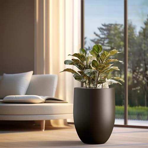Kante Large Round Bullet Dark BRN Concrete Planter 21.7" Tall, Outdoor - Image 6