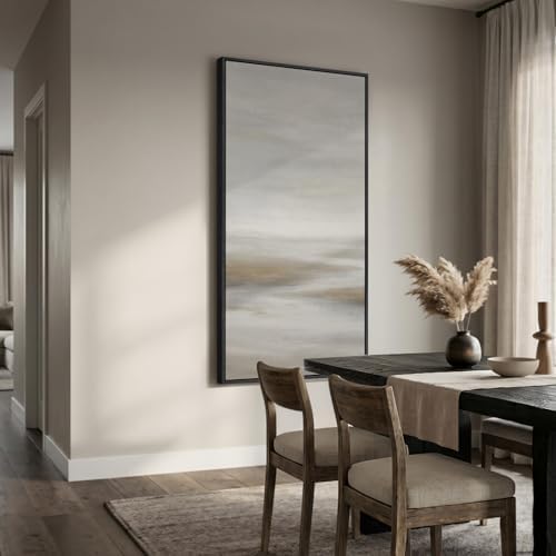 Large Framed Neutral Abstract Landscape Wall Art, 1 Piece Vertical 30x60 In - Image 2