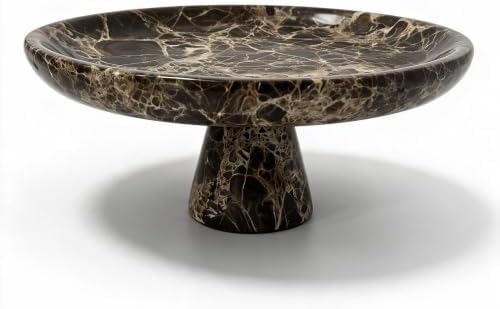 100% Natural Marble Fruit Bowl with Pedestal, Brown by Unknown