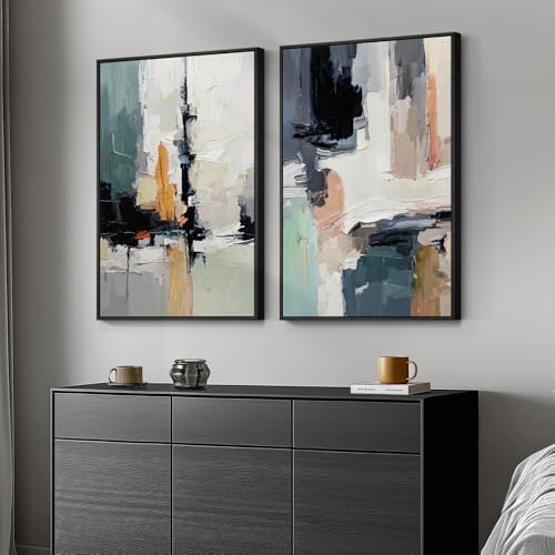 Large Framed Colorful Abstract Wall Art for Living Room Set of 2, 24x36 In - Image 2
