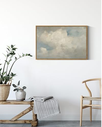InSimSea Framed Canvas Wall Art Vintage Decor, Home Decor Classical Oil Paintings Sky Cloud Prints, Vintage Landscape Large Wall Art for Living Room Bedroom Bathroom Home Office Decor, 16"x24" - Image 2