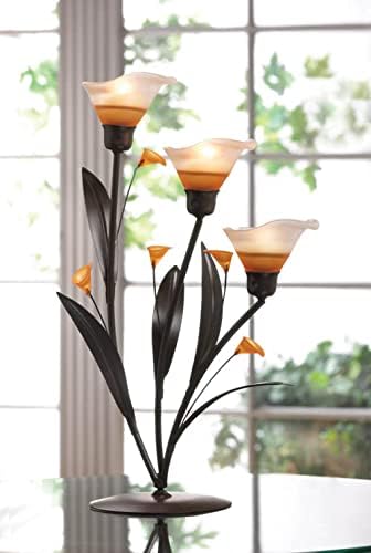Accent Plus Candle Holder Christmas Decorations Indoor Outdoor Home Decor Valentine’s Day Amber Lilies Tabletop Christmas Candle Holder Wedding Centerpiece Tealight Candle, 9.3 X 4.75 X 13.3 Inches - Image 3