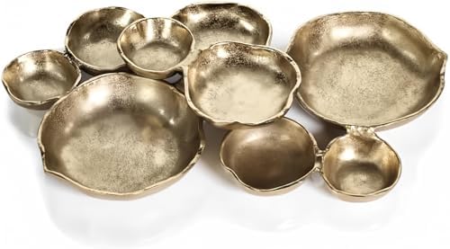 Zodax Cluster of 9 Round Dark Gold Serving Bowls, 19 x 12 x 2.5 in by Zodax