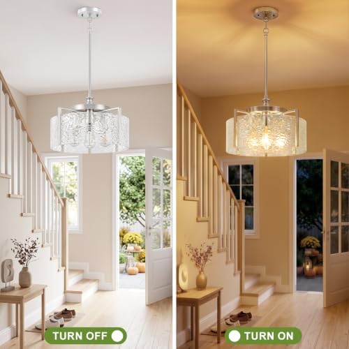 Nickel Chandelier for Dining Room Light Fixture, 16” Entryway Light Fixture - Image 3