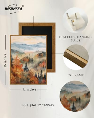 InSimSea Framed Fall Wall Art Vintage Decor, Forest Trees Prints, 12x16In - Image 4