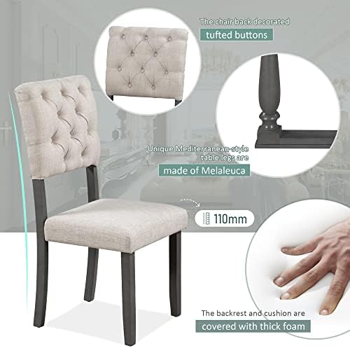 Harper & Bright Designs 6-Piece Dining Table and Chair Set with Special-Shaped Legs and Foam-Covered Seat Backs&Cushions for Dining Room (Gary) - Image 7