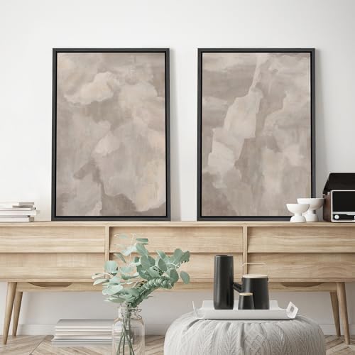 SIGNWIN Framed Canvas Print Wall Art Textured Abstract Earthy Beige Tones Illustrations Modern Art Decorative Contemporary for Living Room, Bedroom, Office - 16"" x24 x2 Black - Image 2