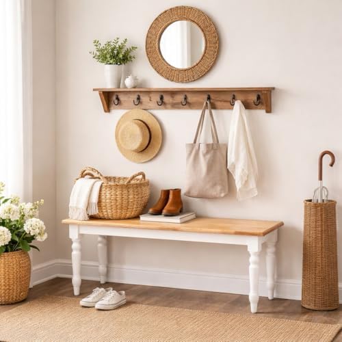 Boraam Windsor Farmhouse Dining Bench - Cream/Natural by Boraam