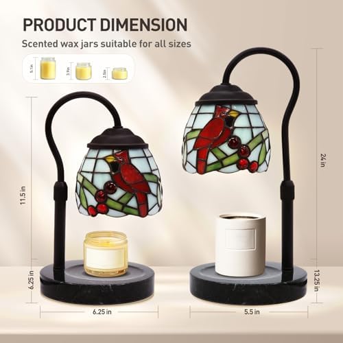 Cardinal Tiffany Candle Warmer Lamp, Adjustable Height Marble - Image 2