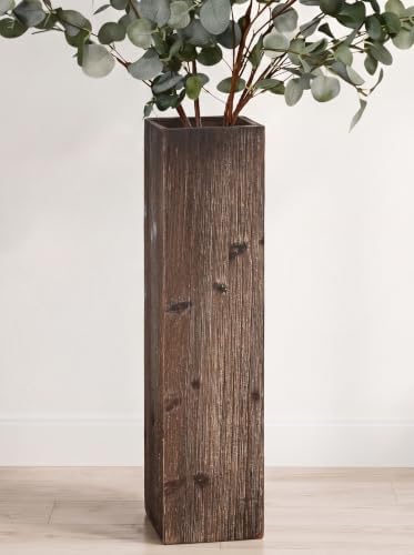 Hanobe Vintage Distressed Wood Tall Floor Vase for Dried Flowers, 21" by Hanobe