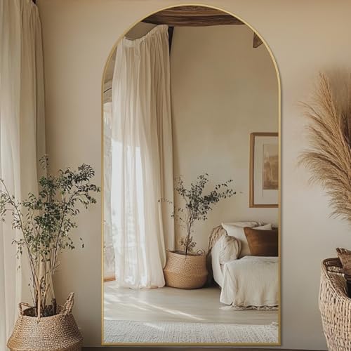 81"x41" Arched Full Length Mirror, Large Floor Mirror, Gold by Unknown