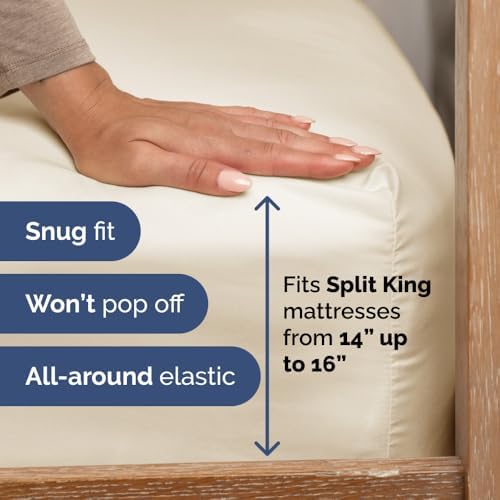 Flex Top Split Head King 4 Piece Sheet Set - Soft & Breathable - Off White - Image 4