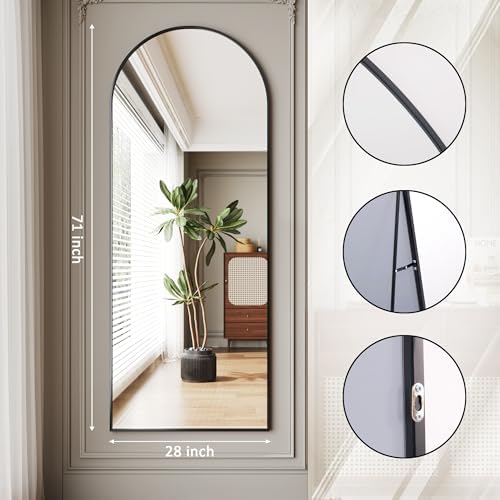 AUYHM 34"x76" Large Mirror Full Length,Nano Glass Oversized Floor Mirror, Arched Full Length Mirrors,Large Standing Mirror,Black Arched Mirrors - Image 5