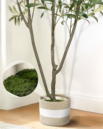 Artificial Olive Tree 6FT Faux Indoor with Planter&Cotton Basket - Image 4