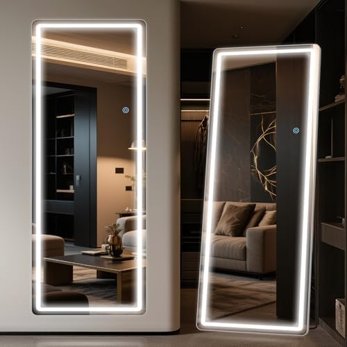 Antok 56"x20" LED Full Length Mirror, Lighted Floor Mirror, Rect by AntokMirror