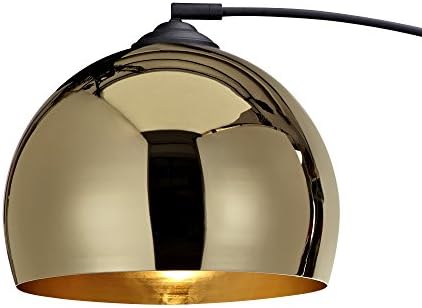 Teamson Home Arquer 66.93" Arc Floor Lamp for Living Rooms, Home Offices, Dining Rooms, Bedrooms with Faux Black Marble Base and Gold Bell Shade - Image 4