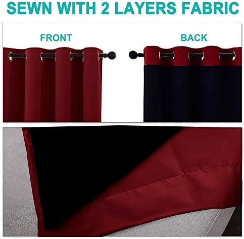 NICETOWN Living Room Completely Shaded Draperies, Privacy Protection & Noise Reducing Ring Top Drapes, Black Lined Insulated Window Treatment Curtain Panels(Burgundy Red, 2 Pieces, W55 x L78) - Image 5