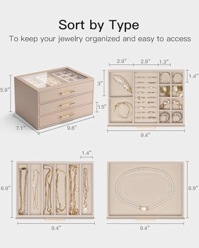 VLANDO Jewelry Box Organizer, 7-Layer Storage Drawers, Glass Window, Modern - Image 2
