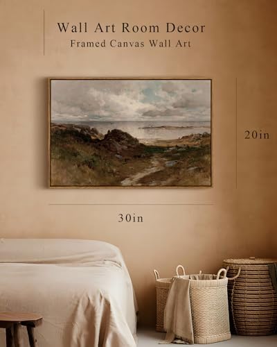 InSimSea Framed Canvas Wall Art Vintage Decor, Seaside Path Wilderness Landscape Paintings Artwork, Large Prints, Vintage Hanging Wall Decorations for Living Room Bedroom Bathroom, 20"x30" - Image 4
