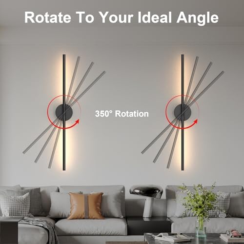 Tartek Battery Operated Wall Sconces Set of Two, Rechargeable Wall Lights with Remote Control, Dimmable 3000K-6000K LED Wall Lamp, 360°Rotate, Long Wireless Sconces for Living Room, Bedroom - Image 4