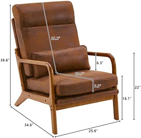Karl home Accent Chair High Back Mid-Century Modern, Brown - Image 2